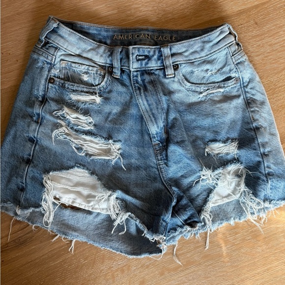 American Eagle Outfitters Light Blue Ripped Jean Shorts - Picture 1 of 3